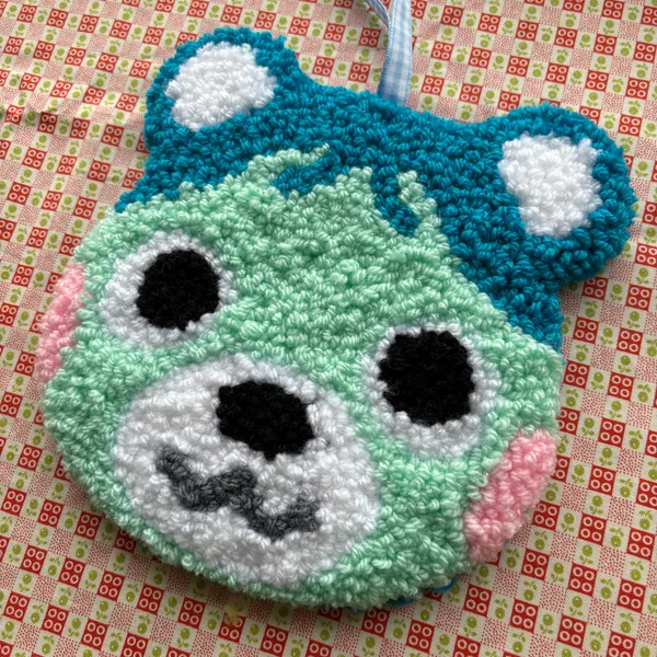 Bluebear - handmade punch needle textile art by Courteney Textiles